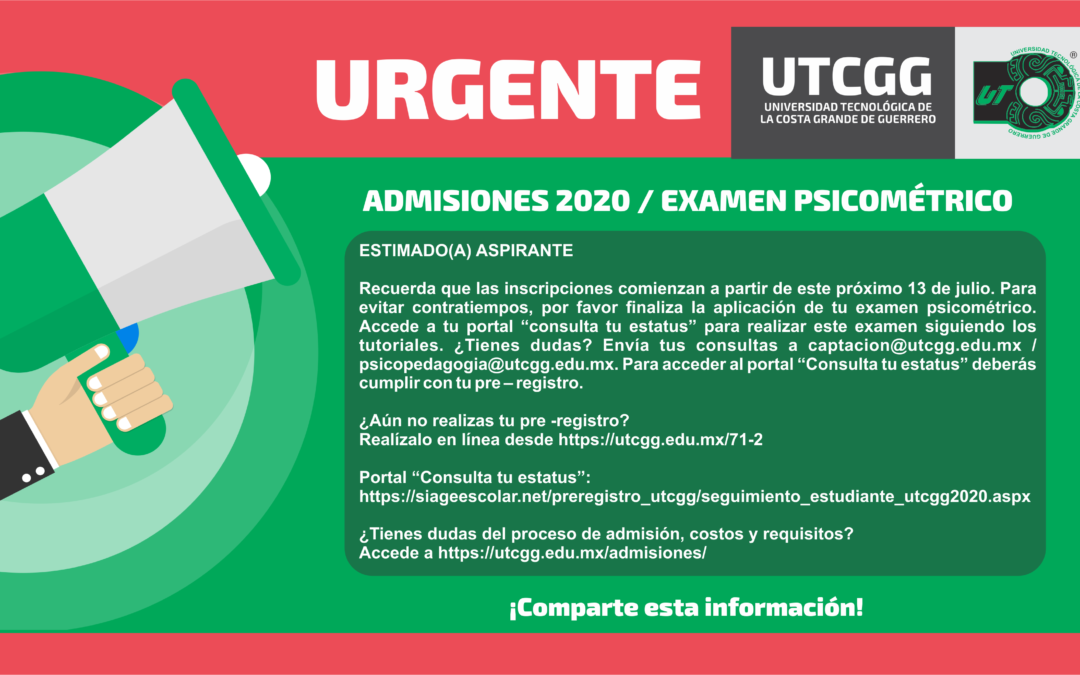 Aviso urgente – Examen Psicométrico